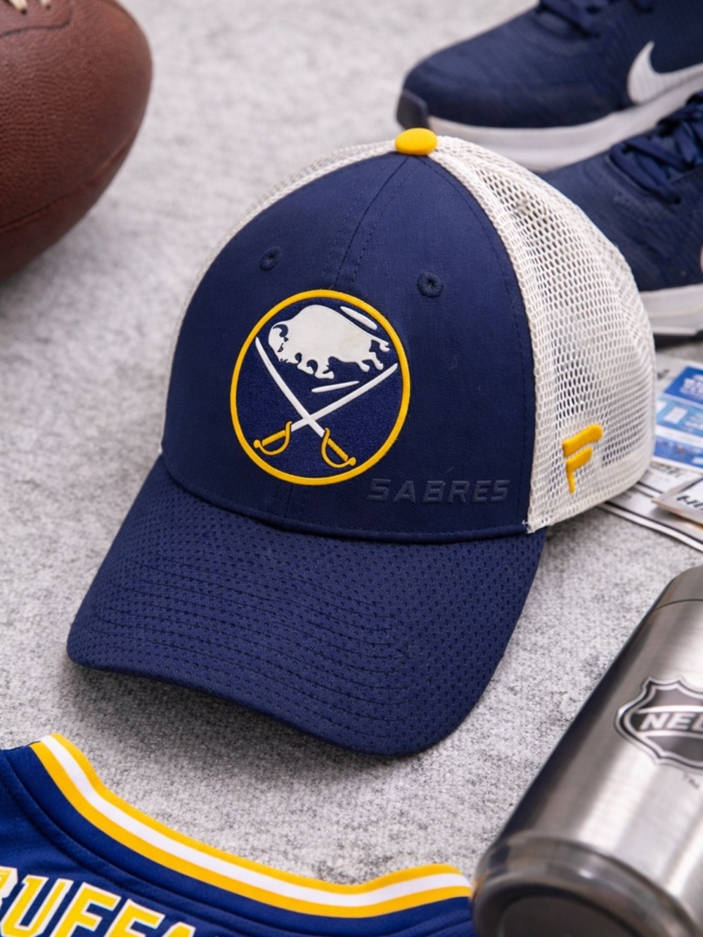 Buffalo Sabres Trucker Hat NHL Fanatics Authentic Pro Snapback